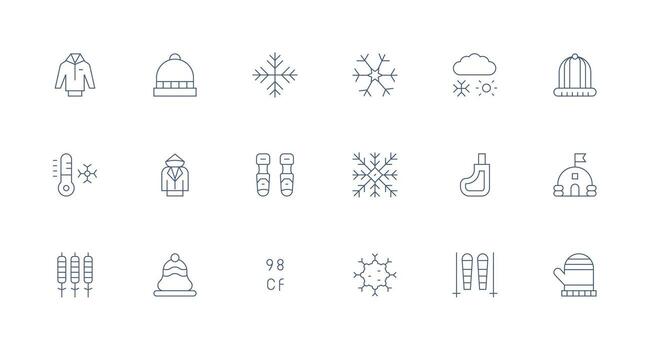 Cold Weather including 18 Minimal Line Illustrations UI Icon Set vector