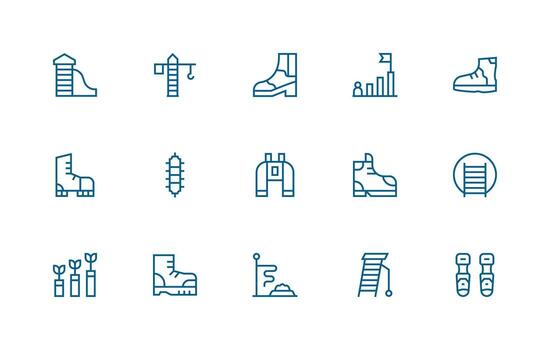 15 Regular Line Icons for Climbing Graphics Full Icon Library for UI Designers vector