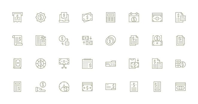 32 íconos para gastos en Delgado línea formato claro y conciso icono conjunto colección vector