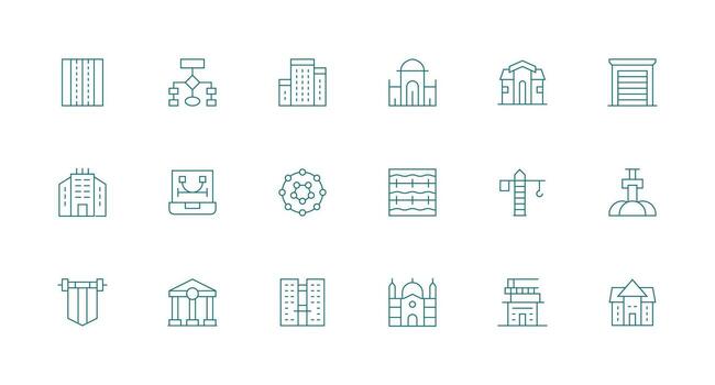 estructura icono conjunto con 18 mínimo línea gráficos íconos construido para visual consistencia paquete vector