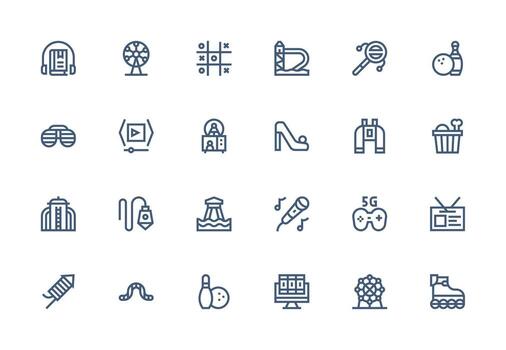entretenimiento presentando 24 íconos en grueso línea línea diseño flexible icono sistema para web interfaces vector
