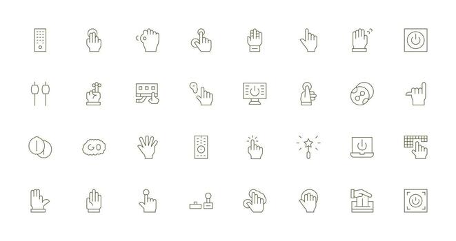 32 Delgado línea vectores para activar tema mínimo icono conjunto para interfaz proyectos