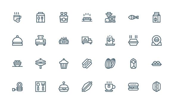 28 Bold Line Designs for Lunch Icons Scalable Icons for Cross-Platform Interfaces vector