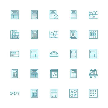 25 Medium Stroke Outline Icons for Math Graphics Fully Editable Icon Set for Web vector
