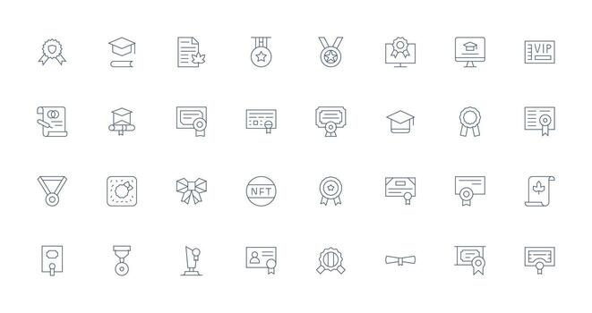 Thin Line Icons from Certificate Set with 32 Vectors Customizable Icon Series for Mobile Screens