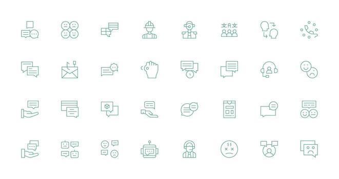 32 Icons for Response in Thin Line Format Detailed Icon Collection for Design Systems vector