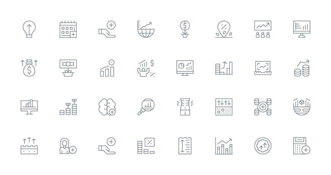 incrementar icono conjunto con 32 Delgado línea gráficos ordenado icono conjunto vector