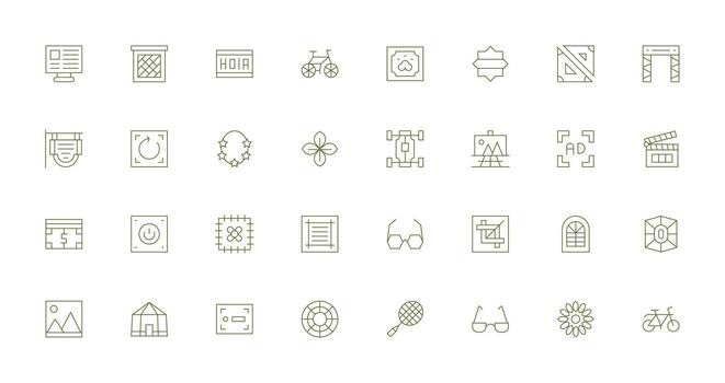 32 Thin Line Icons for Frame Graphics Reusable Icon Set vector