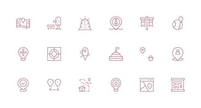 marcador icono conjunto con 18 mínimo línea gráficos funcional icono serie vector