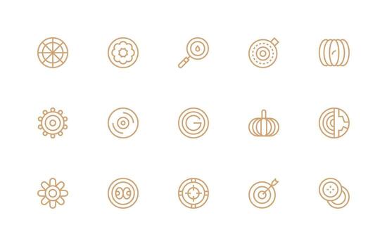 Regular Line Style Concentric Icons with 15 Vectors Icon Set for Apps