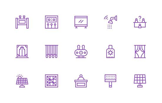 panel presentando 15 íconos en regular línea diseño esencial icono conjunto para equipos vector