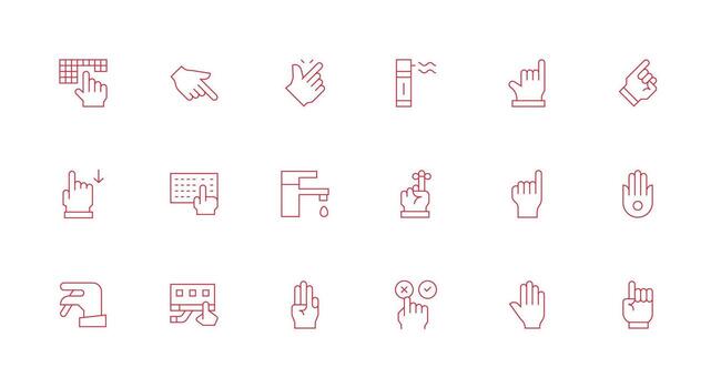 18 Minimal Line Style Icons from Tap Collection Reusable Icon Set vector