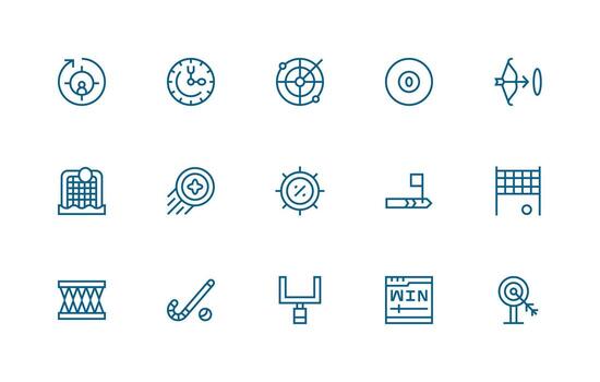 Goal Icon Set with 15 Regular Line Graphics Icon Set for Apps vector