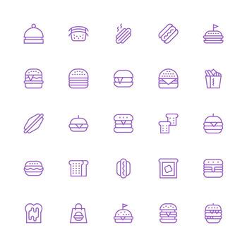 Sandwich Icon Set with 25 Medium Stroke Outline Graphics Essential Icon Set for Teams vector