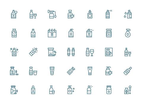 35 regular limpiar línea vectores para botella tema limpiar icono conjunto icono paquete para ui proyectos