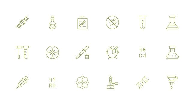 Laboratory Visual Pack containing 18 Minimal Line Icons Professional Icon Pack for Development Work vector