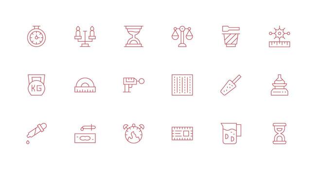 Measure Visual Pack containing 18 Minimal Line Icons Reliable Icons for All Interfaces vector