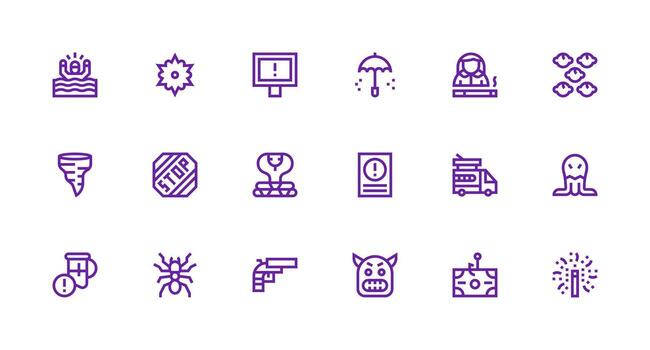 Danger including 18 Strong Stroke Line Illustrations Icons Built for Visual Consistency Pack vector