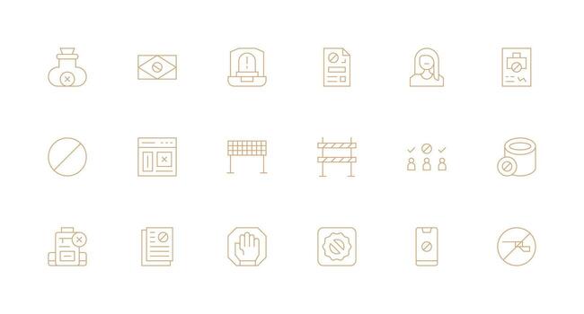 Minimal Line Icons from No Access Set with 18 Vectors Scalable Icon Pack