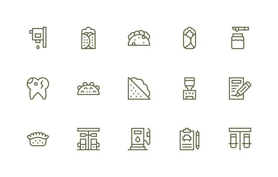 15 Regular Line Icons for Filling Graphics Neat Icon Set vector