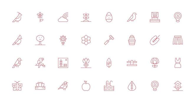 primavera conjunto con 32 Delgado línea íconos universal icono paquete vector