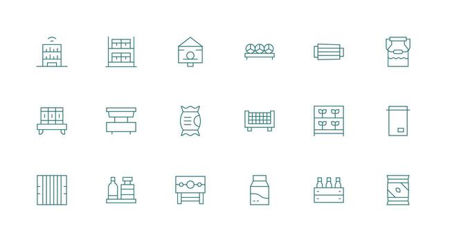 18 Icons for Shelf in Minimal Line Format Theme-Based Icon Pack vector