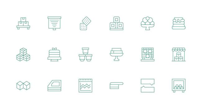 mínimo línea estilo apilado íconos con 18 vectores escalable icono paquete