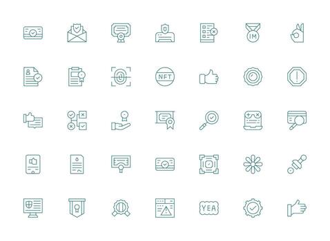 Light Line Style Validation Icons with 35 Vectors Clean Set for Layout Prototypes