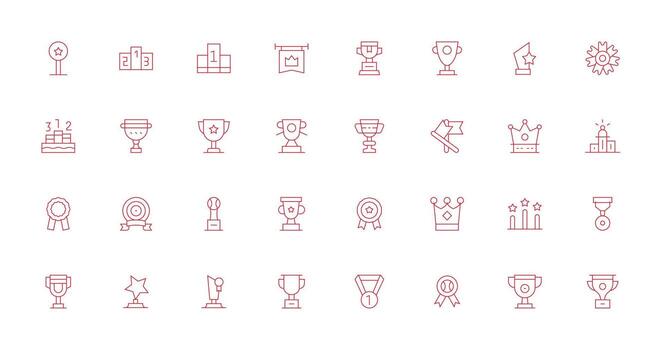 32 Thin Line Style Icons from First Place Collection Pixel Perfect Icon Set vector