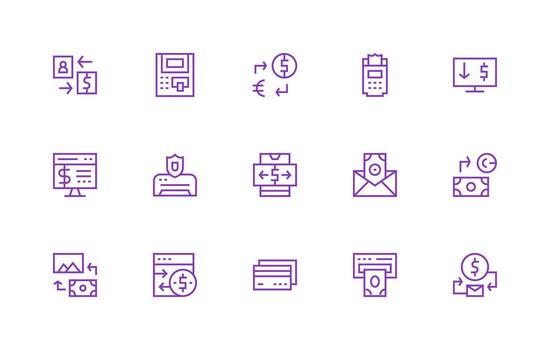Regular Line Icons from Financial Transaction Set with 15 Vectors Optimized Icon Pack for Digital Products
