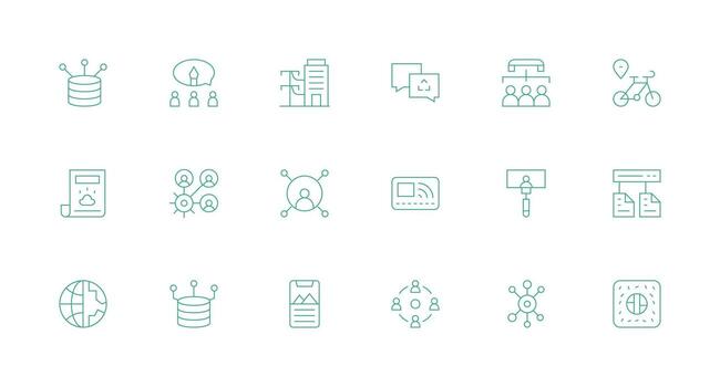 Sharing Icon Set with 18 Minimal Line Graphics Minimal Icon Pack vector