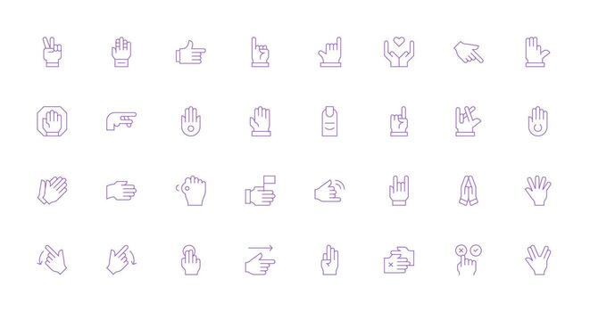 32 Delgado línea vectores para gesto tema simplificado icono paquete para visual herramientas