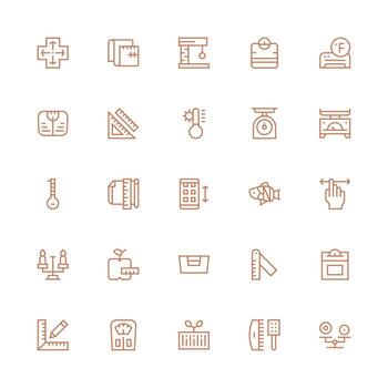 25 Medium Stroke Outline Icons for Scale Graphics Icon Set vector
