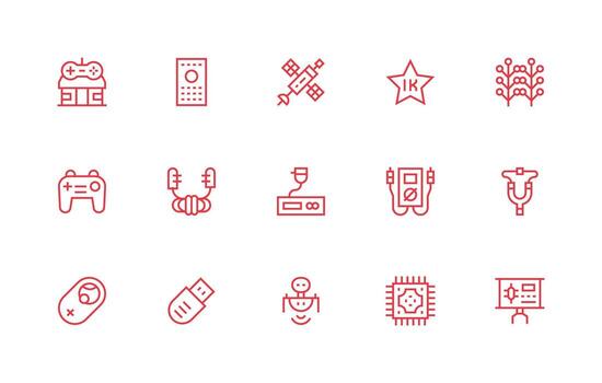 15 regular línea íconos para electrónica gráficos escalable íconos para multiplataforma interfaces vector