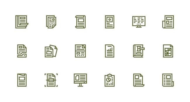 18 fuerte carrera línea estilo íconos desde sobresalir colección esencial icono conjunto para equipos vector