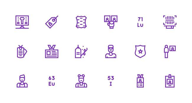 identificación icono conjunto con 18 fuerte carrera línea gráficos núcleo icono colección para diario Tareas vector