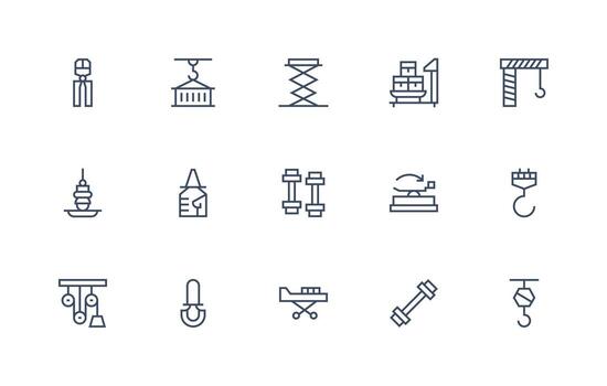 15 Icons for Lifting in Regular Line Format Compact Icon Pack vector