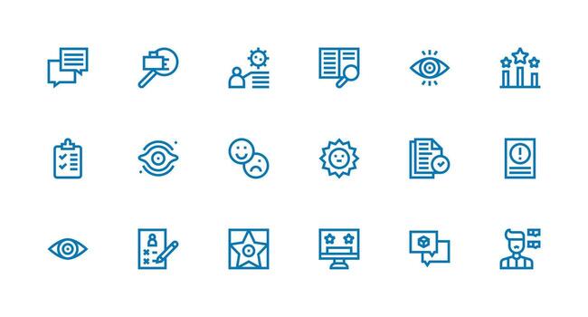 revisión visual paquete conteniendo 18 fuerte carrera línea íconos mínimo icono conjunto para interfaz proyectos vector