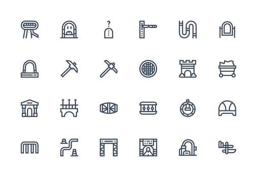 grueso línea línea estilo túnel íconos con 24 vectores completamente editable icono conjunto para web