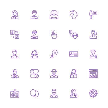 User Icon Collection with 25 Medium Stroke Outline Designs Icons Built for Visual Consistency Pack vector