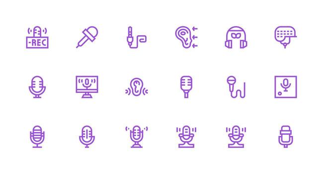 Audio Input Icon Set with 18 Strong Stroke Line Graphics Compact Icon Pack vector