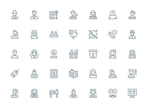 cliente icono conjunto con 35 regular limpiar línea gráficos alta resolución íconos para ninguna plataforma vector