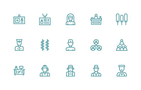 Staff featuring 15 Icons in Regular Line Design Customizable Icon Series for Mobile Screens vector