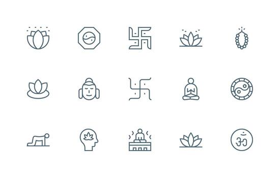 Regular Line Icons from Meditation Set with 15 Vectors Display Icon Pack
