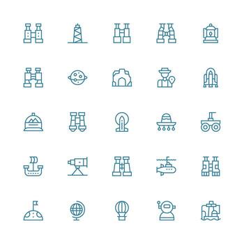 Medium Stroke Outline Icons from Exploration Set with 25 Vectors General Use Icon Pack