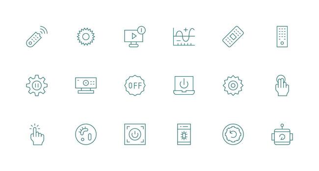 18 mínimo línea íconos para función gráficos ui icono conjunto vector