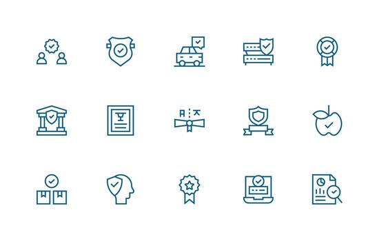 15 Regular Line Vectors for Validated Theme Reusable Icon Set