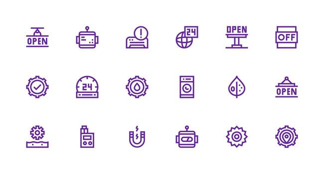 Strong Stroke Line Icons from Operational Set with 18 Vectors Reusable Icon Set