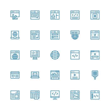 25 Icons for Browser in Medium Stroke Outline Format Universal Icon Pack vector