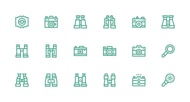 Viewfinder Design Icons featuring 18 in Strong Stroke Line Style Interface Icons for Daily Use vector